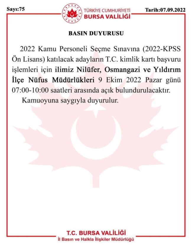 Bursa Valiliği duyurdu: Hafta sonu açık olacak!