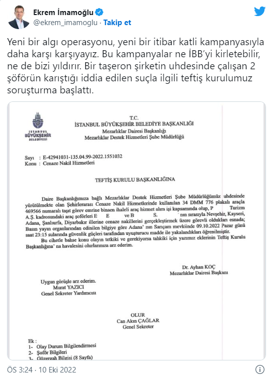 Cenaze nakil aracı olayıyla ilgili soruşturma başlatıldı