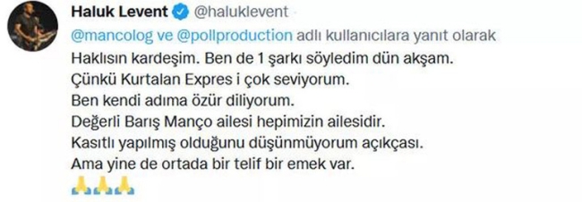Haluk Levent'ten Doğukan Manço'ya özür