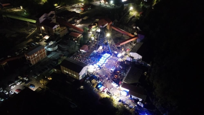 Patlama yaşanan maden ocağı havadan görüntülendi