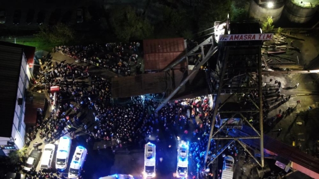 Patlama yaşanan maden ocağı havadan görüntülendi