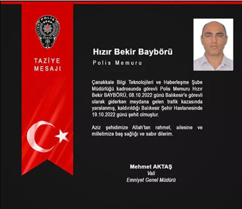 Kazada yaralanan polis memuru 11 gün sonra şehit oldu