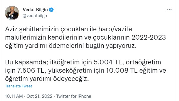 Eğitim ve öğretim desteği ödemeleri başlıyor