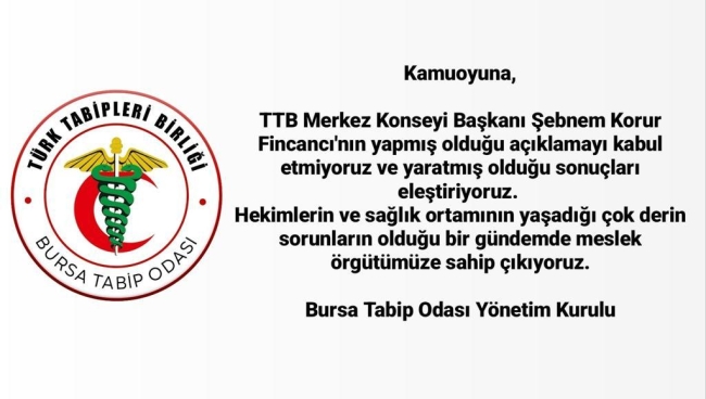 Bursa Tabip Odası'ndan beklenen açıklama