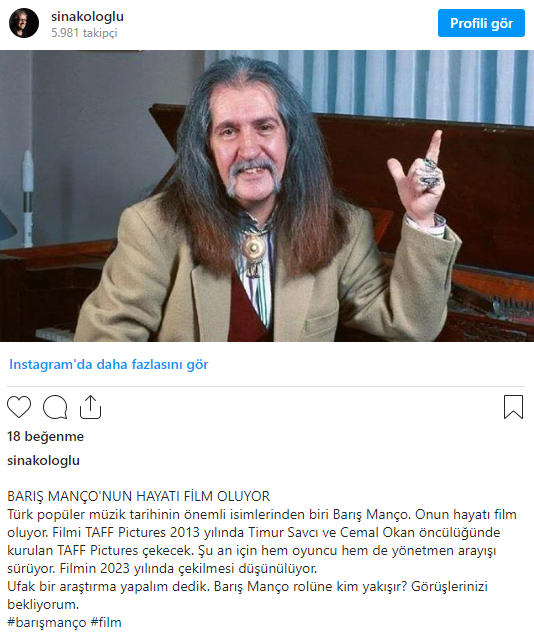 Barış Manço'nun hayatı film oluyor