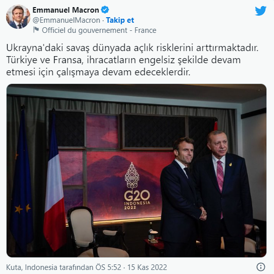 Fransa Cumhurbaşkanı Macron'dan Türkçe tweet