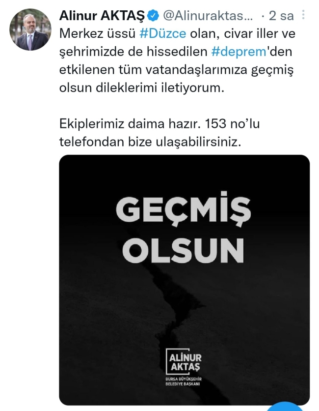 Bursa Valisi Canbolat'tan Düzce'deki depreme ilişkin açıklama
