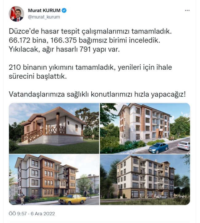 Düzce'de hasar tespit çalışmaları tamamlandı