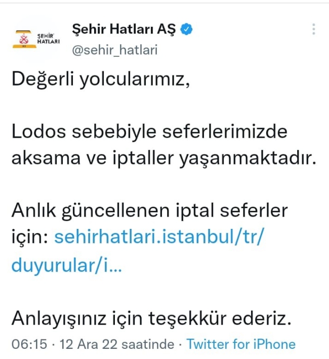 İstanbul’da vapur seferlerine lodos engeli