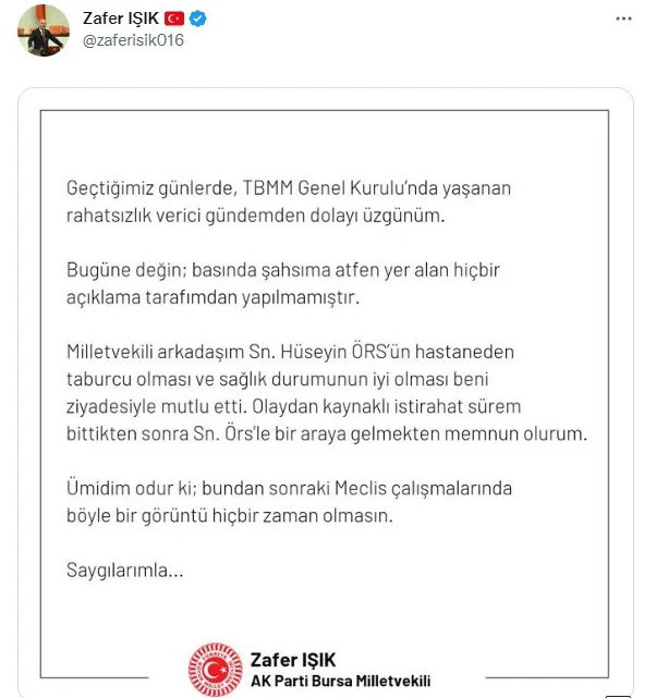 Zafer Işık'tan Hüseyin Örs açıklaması: Üzgünüm