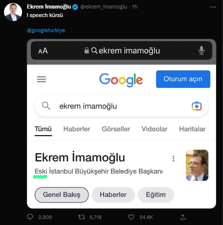 Google, İmamoğlu'na 'Eski Başkan' dedi!