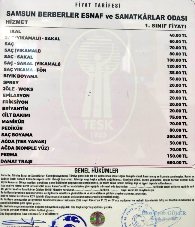 Saç-sakal tıraşı 120 TL oldu