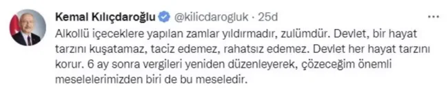 Kılıçdaroğlu'ndan alkollü içeceklere yapılan zamlara tepki