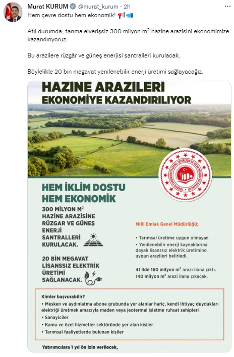 Bakan Kurum açıkladı: Tarıma elverişsiz araziler ekonomiye kazandırılacak