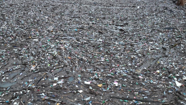 Drina Nehri'nin yüzeyi çöp ve plastik atıklarla doldu