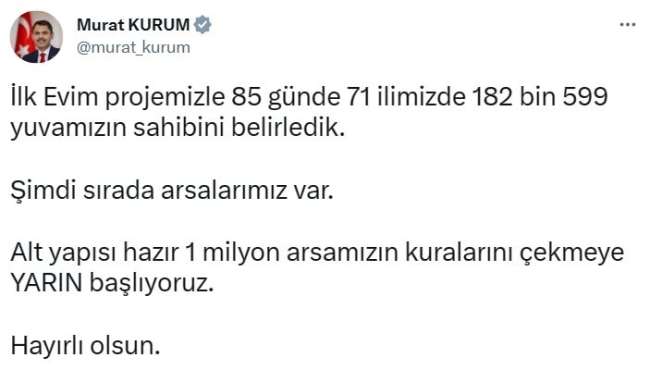 'İlk Evim Arsa' projesinde kura çekimi başlıyor