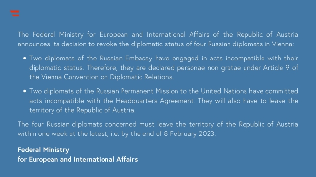 Avusturya’dan 4 Rus diplomat hakkında flaş karar!