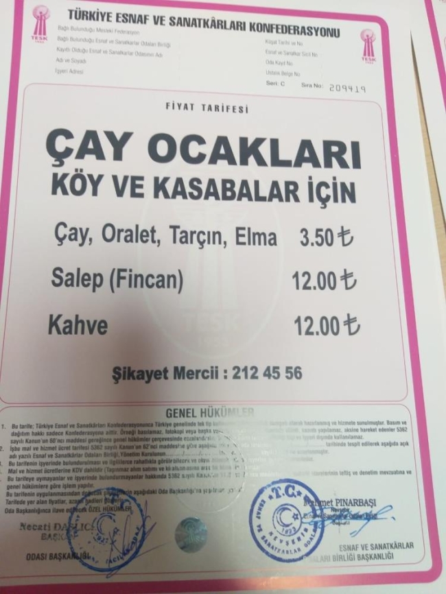 Bir ilde daha ‘çay’ zamlandı