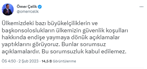 Sözcü Çelik'ten konsoloslukların kapatılmasına tepki