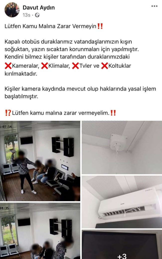 Başkan paylaştı... Duraklara çirkin saldırı!