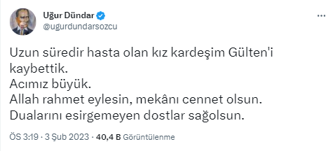 Uğur Dündar'ın acı günü