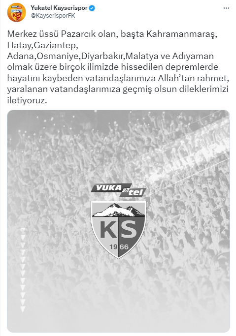 TFF ve Süper Lig kulüplerinden geçmiş olsun mesajı