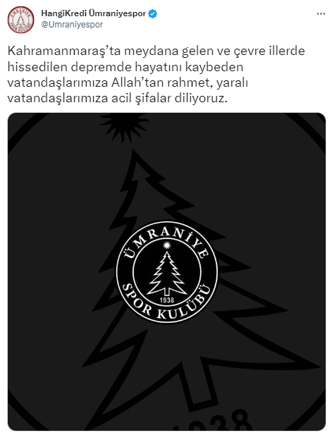 TFF ve Süper Lig kulüplerinden geçmiş olsun mesajı
