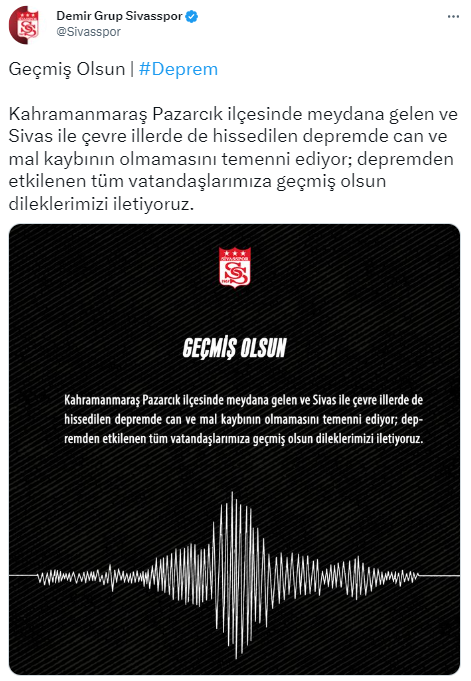 TFF ve Süper Lig kulüplerinden geçmiş olsun mesajı