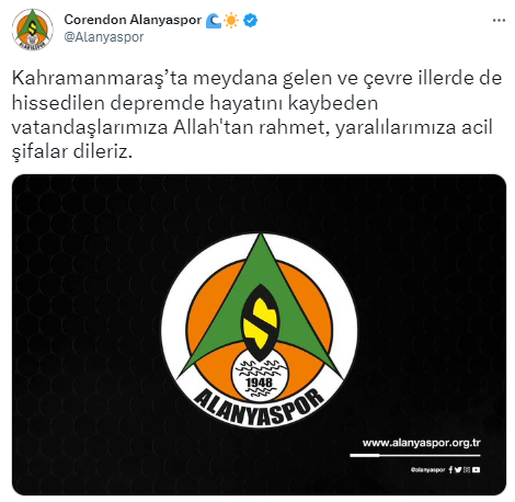 TFF ve Süper Lig kulüplerinden geçmiş olsun mesajı