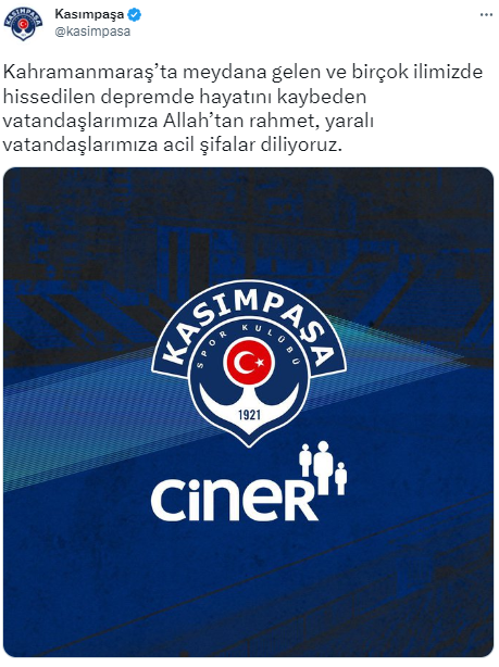 TFF ve Süper Lig kulüplerinden geçmiş olsun mesajı