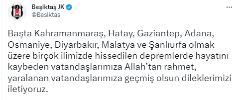 TFF ve Süper Lig kulüplerinden geçmiş olsun mesajı