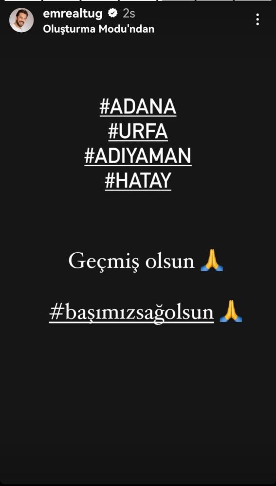 Ünlülerden "geçmiş olsun" paylaşımı