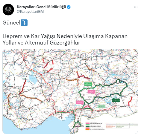 KGM duyurdu: Ulaşıma kapanan yollar ve alternatif güzergâhlar