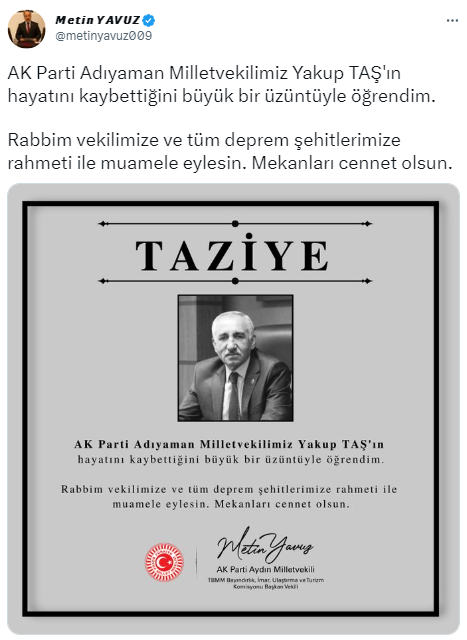 AK Parti Milletvekili enkaz altında hayatını kaybetti