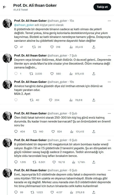 Profesörün 'Deprem öldürmez' paylaşımına idari soruşturma