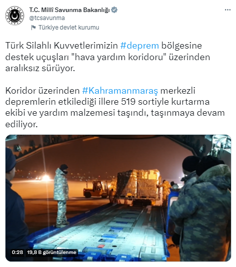 MSB duyurdu: Deprem bölgesine kurtarma ekibi ve yardım malzemesi taşındı