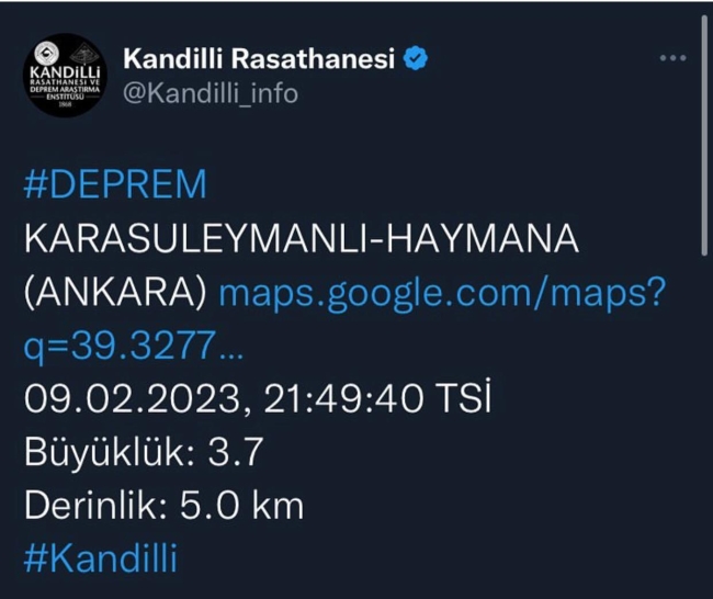 Ankara'da art arda deprem