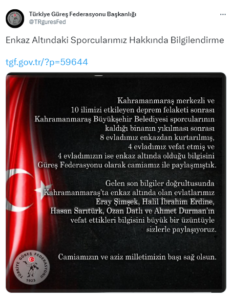 TGF duyurdu: 5 güreşçiden acı haber