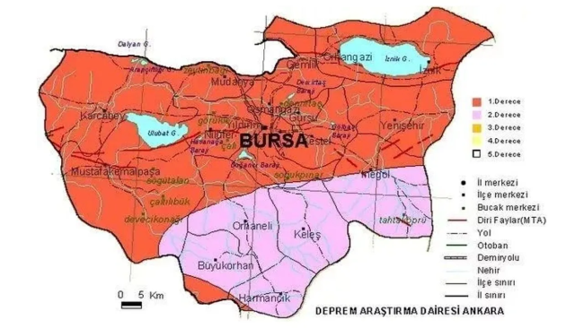 Harita güncellendi! İşte Bursa'daki aktif fay hatları...