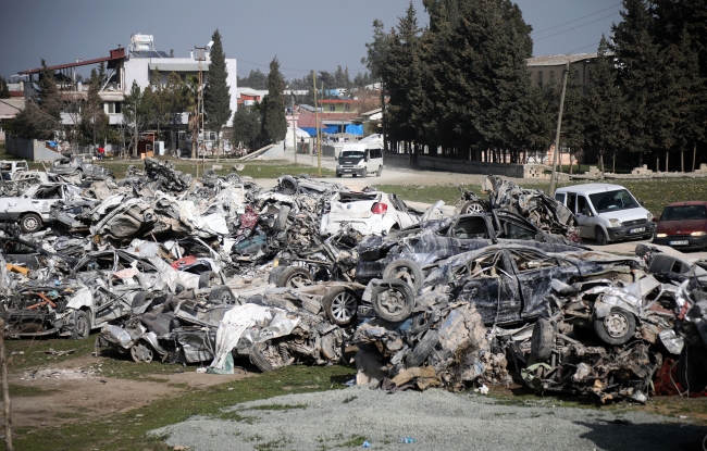 Hatay'da araç mezarlığı oluşturuldu