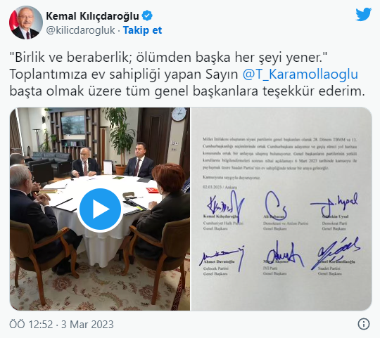 Kemal Kılıçdaroğlu'ndan ''birlik'' mesajı