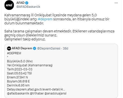 Kahramanmaraş’ta depremler devam ediyor