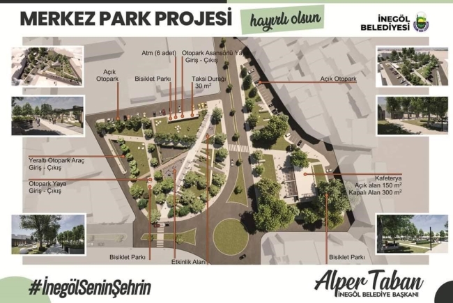 İnegöl'de Merkez Park şekilleniyor