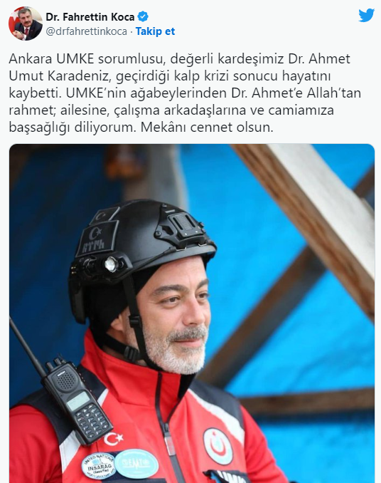 Bakan Koca acı haberi duyurdu