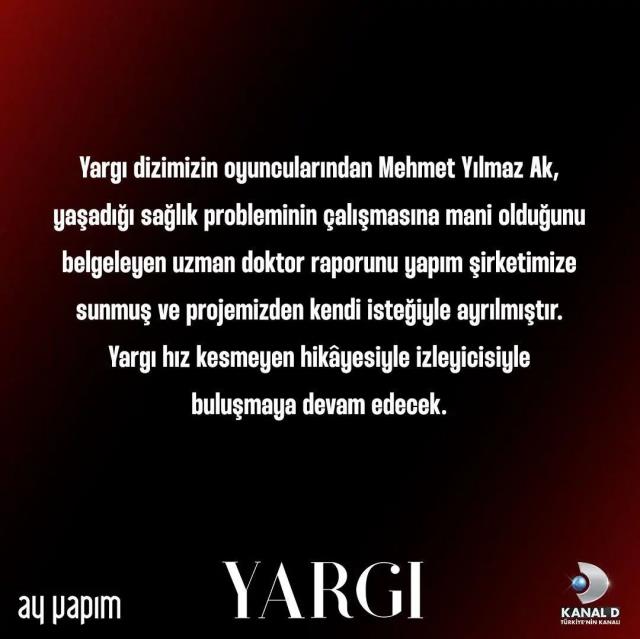 Kendi isteğiyle diziden ayrıldı