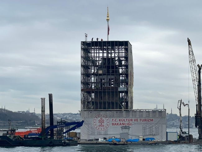 Restorasyonu devam eden Kız Kulesi’nin son hali görüntülendi