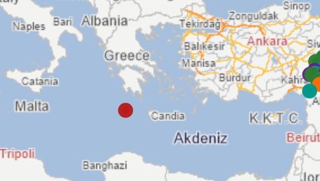 Akdeniz'de 5,3 büyüklüğünde deprem