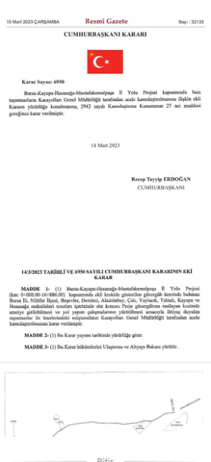 Çalı Yolu için acil kamulaştırma çıktı!