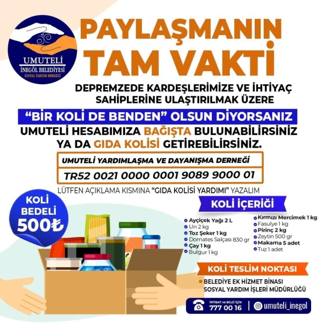 İnegöl'de yardım kampanyası başlatıldı