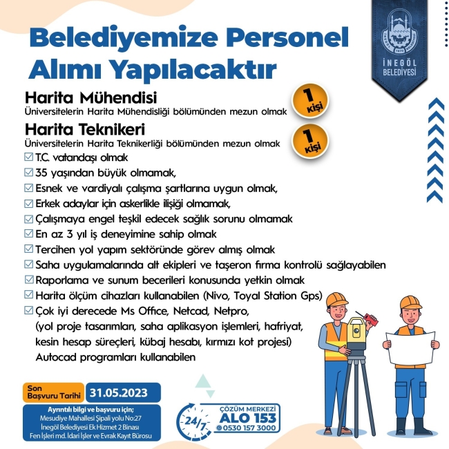 İnegöl Belediyesi, eleman alınıma çıkıyor